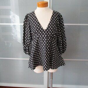 Kate Spade New York Polka Dot V-Neck 3/4 Sleeve Blouse